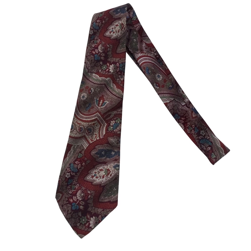Executive  Collection Burgundy Paisley Floral Silk Blue  Necktie Men‎ Accessory